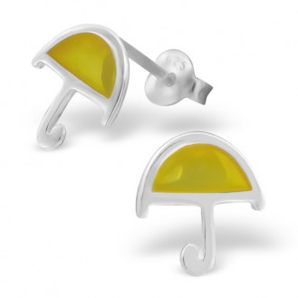 Dětské stříbrné náušnice "Žlutý deštník". Ag 925/1000